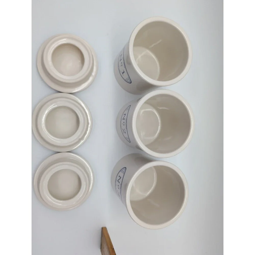 Vtg Sur La Table Le Marais Ceramic Canister Set French Bistro Numbered 1 2 3